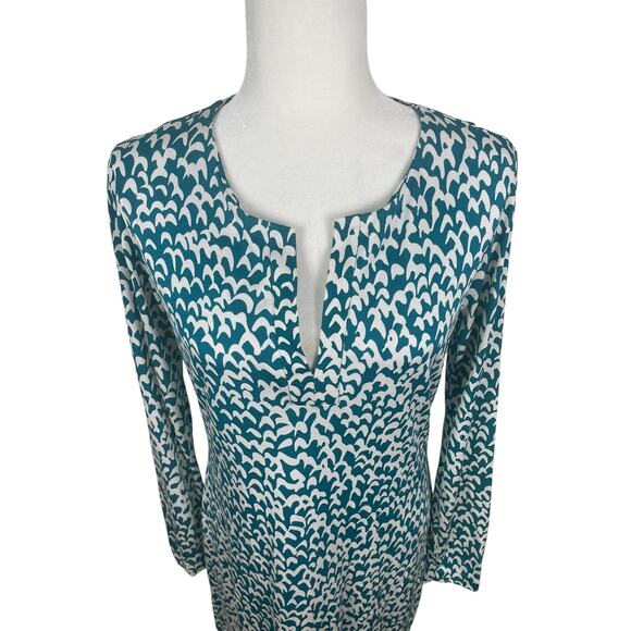 Diane Von Furstenberg Reina Long Sleeve Shift Dress 100% Silk Classic Size 8 - Picture 3 of 14